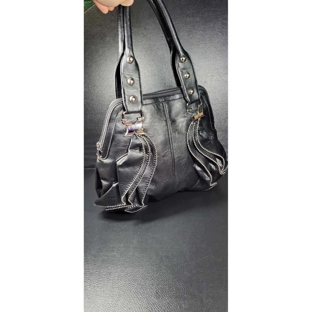 Vintage Y2K Mellow World Faux Black Leather Soho Hobo Handbag Shoulder Bag